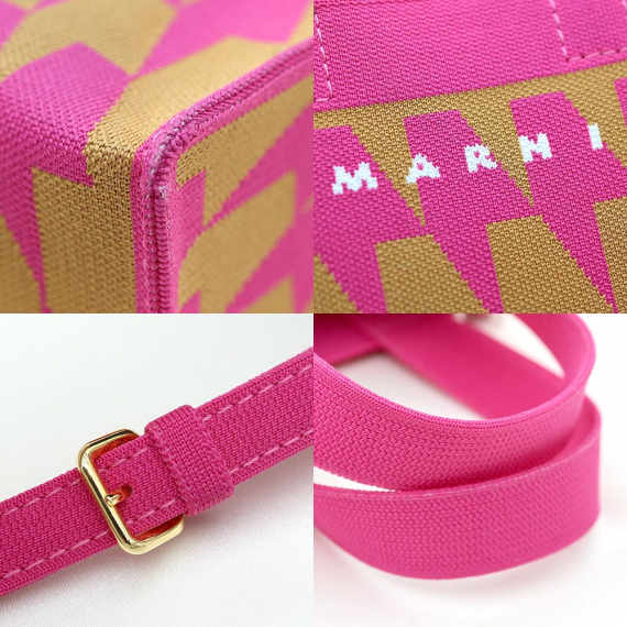 Marni(마르니) SHMP0085A1 핑크 하운즈 투스 자카드 나노 2WAY