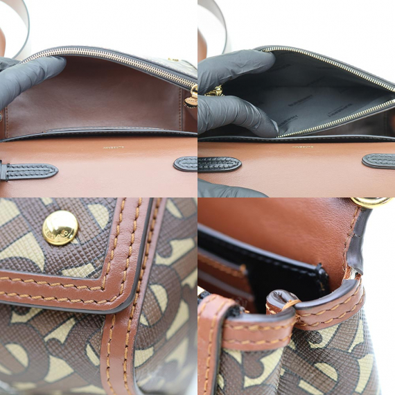 Burberry(버버리) 80207231 TB 모노그램 스트라이프 E캔버스 브라운 레더 스몰 크로스백