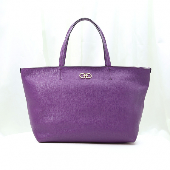 Ferragamo(페라가모) 21 D766 퍼플 카프스킨 금장 간치니 바이스 쇼퍼 숄더백