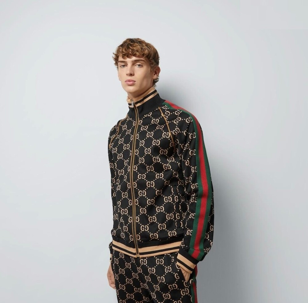 [럭스유] M / 구찌 GG 저지 코튼 집업 자켓 695955