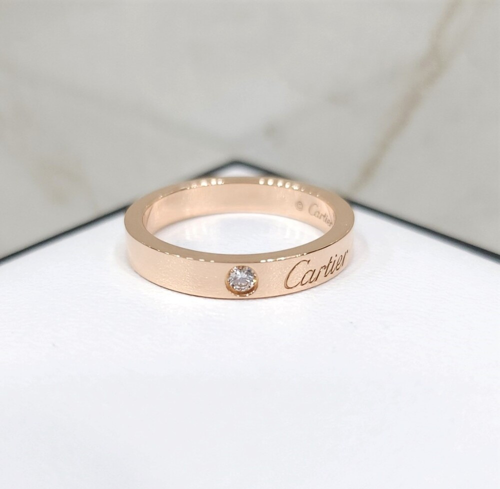 [럭스유] 까르띠에 C 드 다이아 1P 웨딩링 18K 핑크골드 48호