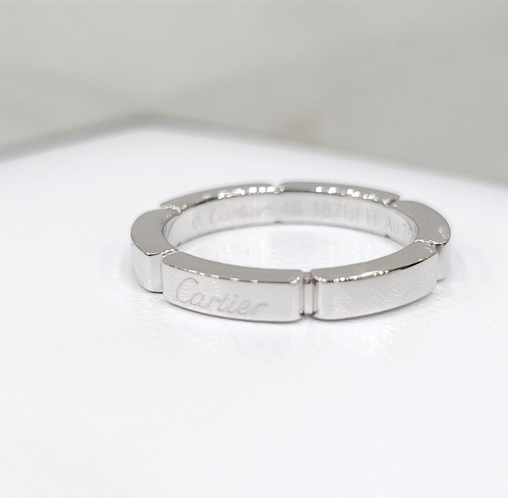 [럭스유] 까르띠에 마이용 팬더 웨딩밴드 링 18K 화이트골드 46호