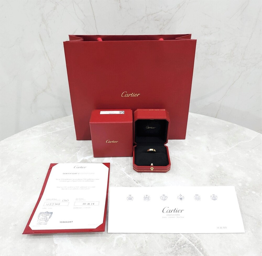 [럭스유] 까르띠에 다이아 1P 러브밴드 링 스몰 52호 B4056100