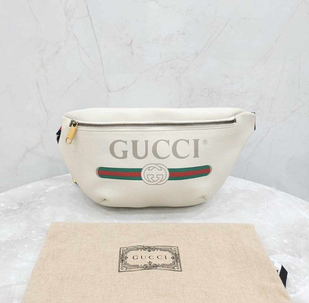 [럭스유] 구찌 띠로고 삼선 레더 힙색 530412