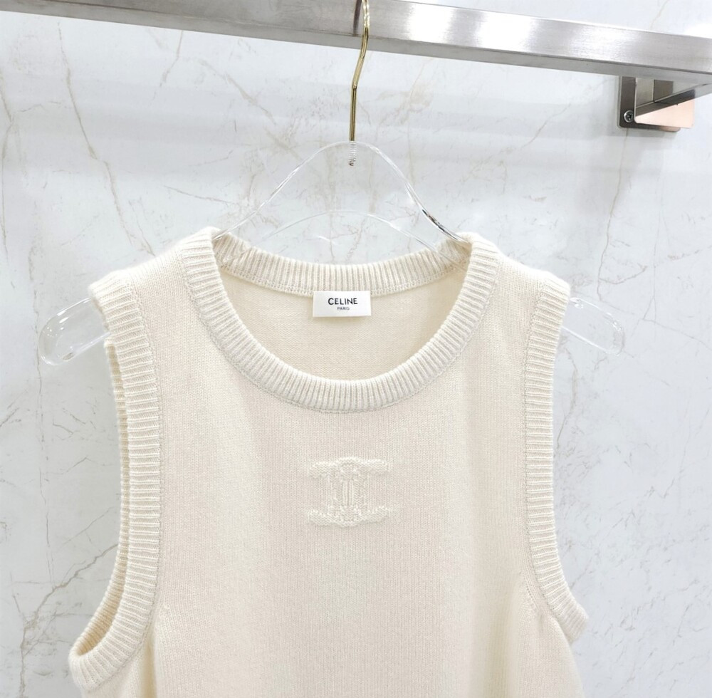 [럭스유] M / 셀린느 슬리브리스 탑 헤리티지 캐시미어 2ADKU317V