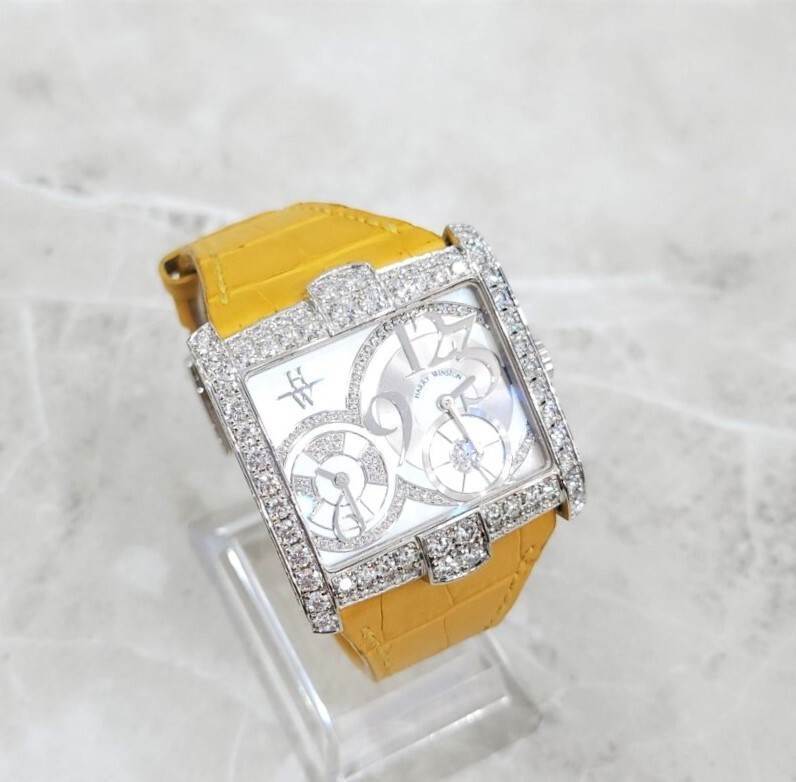 [럭스유] 해리윈스턴 다이아 화이트골드 엘리게이터 스트랩 시계