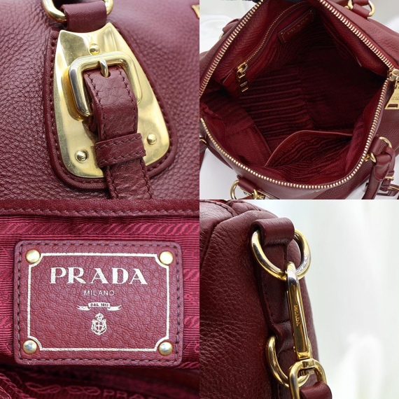 Prada(프라다) BN1902 버건디 소프트 카프스킨 금장 2WAY