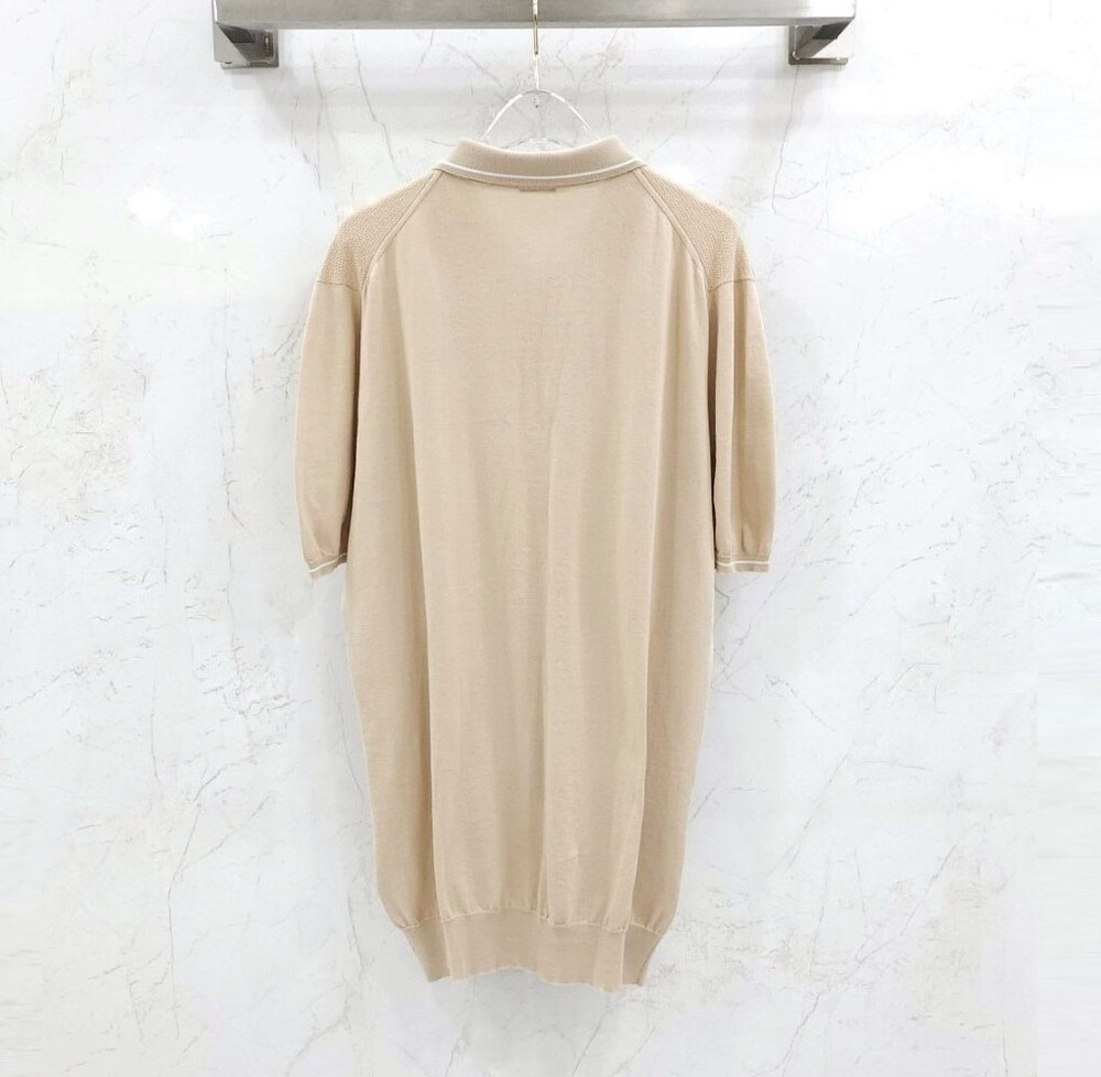 [럭스유] 56,50 / 키톤 디테일 베이지 반팔 카라티 반바지 세트