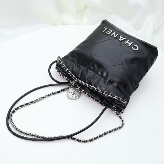 Chanel(샤넬) AS3980 블랙 카프스킨 실버 메탈 CHANEL 샤넬 22백 미니 숄더백 (내장칩)
