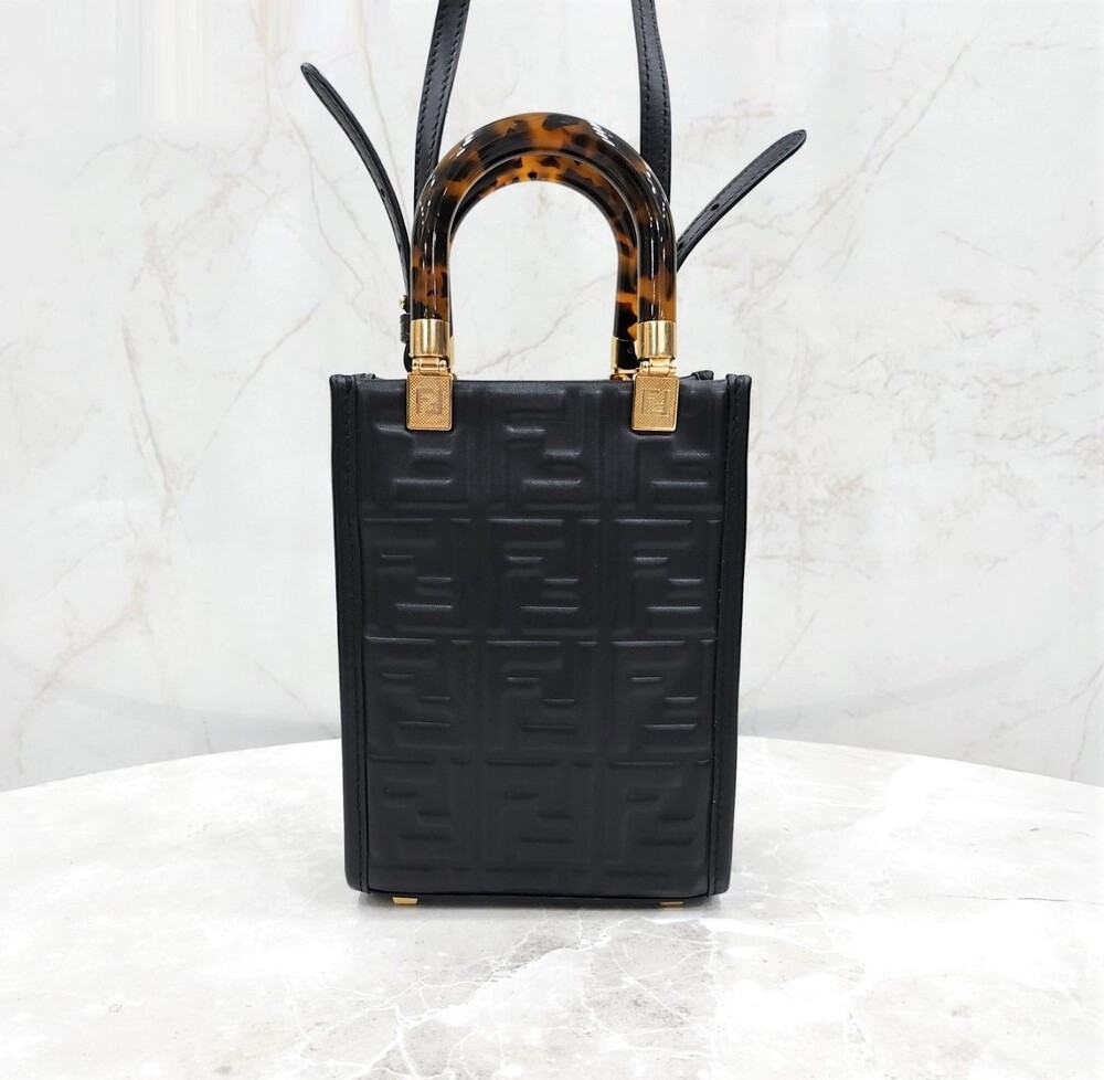 [럭스유] 펜디 블랙 미니 선샤인 FF 쇼퍼 레더백