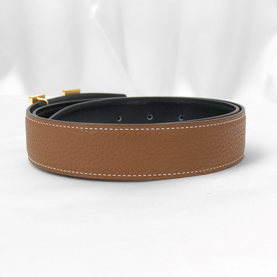 Hermes(에르메스) H Guillochee 금장 버클 & 32MM 마가싸 골드 리버서블 벨트 80