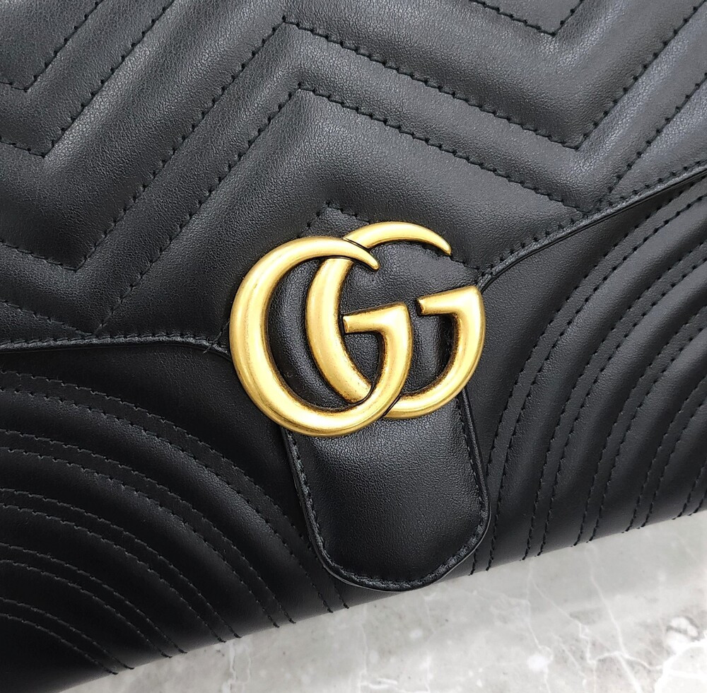 [럭스유] (새상품) 구찌 GG 마몽 블랙 탑핸들 체인 숄더백 498110