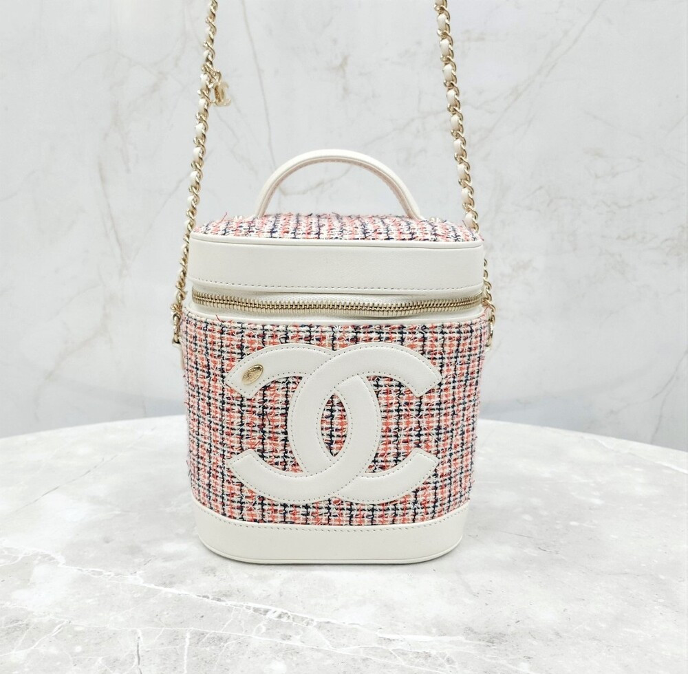 [럭스유] 샤넬 CC로고 트위드 베니티 코스메틱 백 AS0323