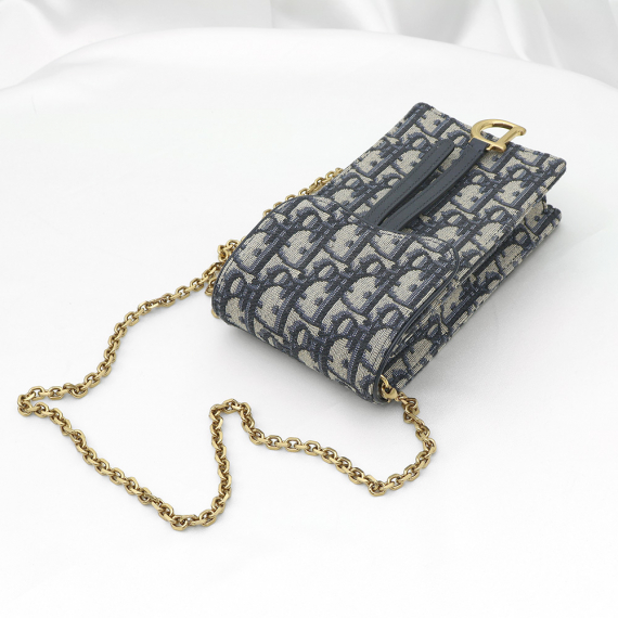 Dior(크리스챤디올) S5641CTZQ_M928 블루 오블리크 자가드 새들 버티컬 파우치 크로스백