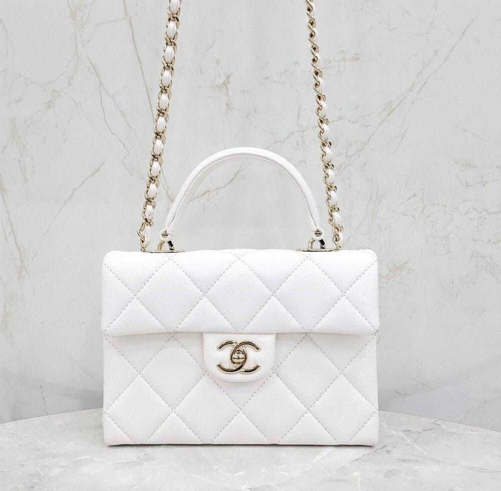 [럭스유] 샤넬 24P CC로고 레트로 트위스트 미듐 탑핸들 백 AS4711