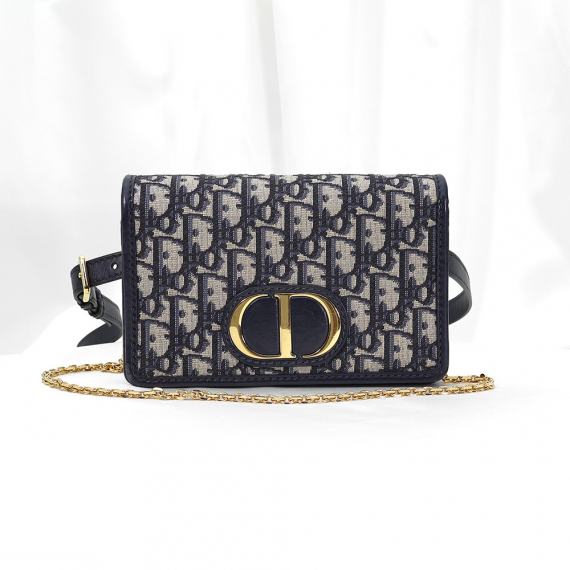 Dior(크리스챤디올) S2086UTZQ_M928 블루 오블리크 자가드 30 몽테인(몽테뉴) 투인원 파우치 벨트백 2WAY