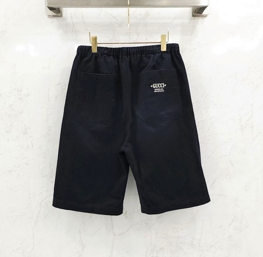 [럭스유] 46 / 구찌 네이비 로고 자수 숏 팬츠