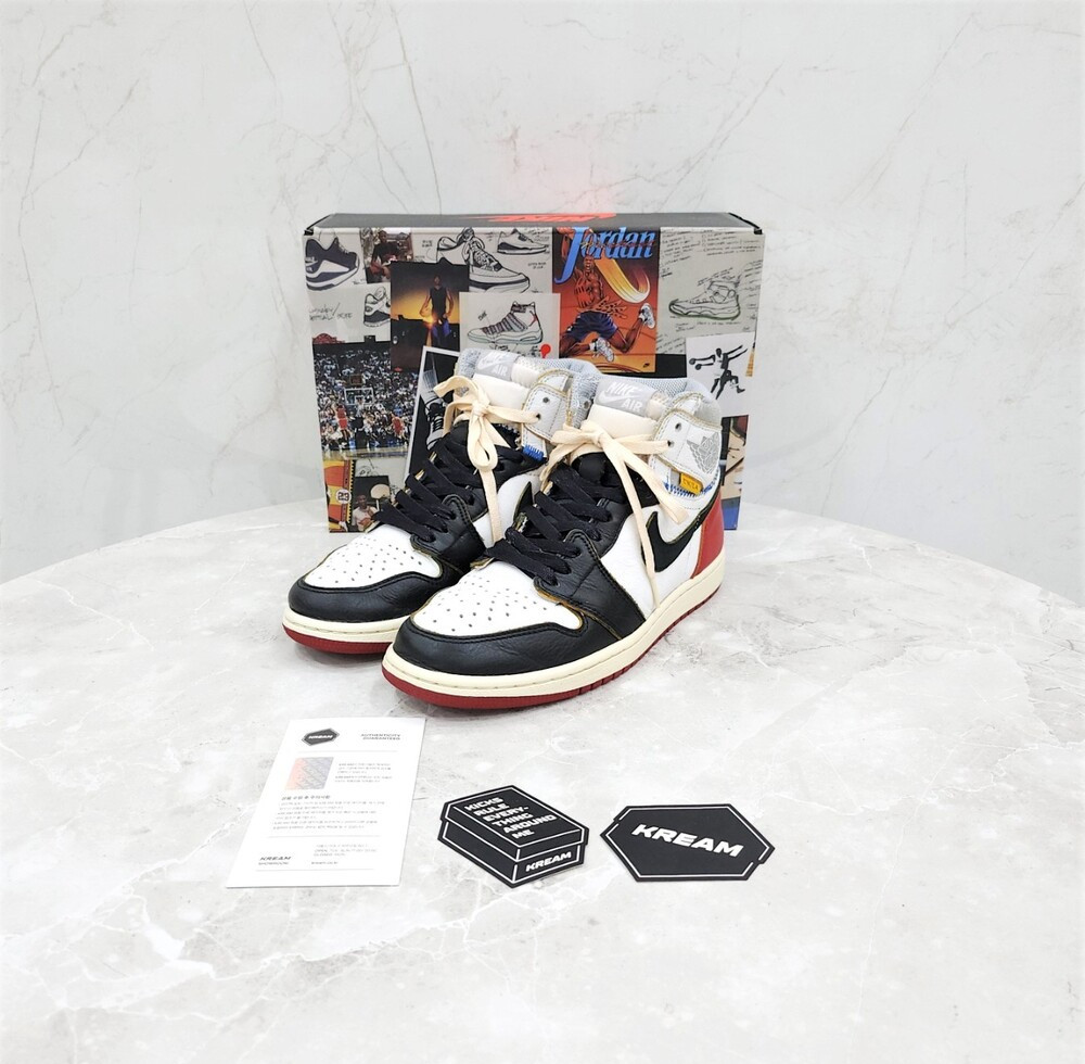[럭스유] 260 / 나이키 조던1 X 유니온 레트로 하이 블랙토 스니커즈