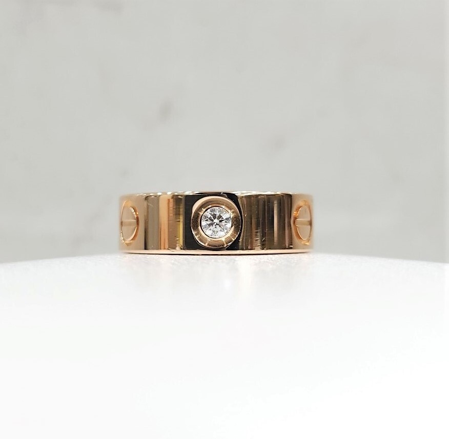 [럭스유] 까르띠에 다이아 3P 클래식 러브밴드 링 18K 핑크골드 47호