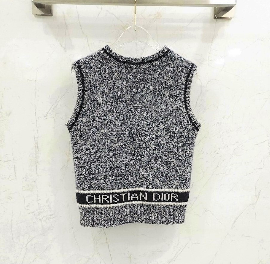 [럭스유] 38 / 디올 브이넥 슬리브리스 스웨터 울 캐시미어 니트 054T01AM303