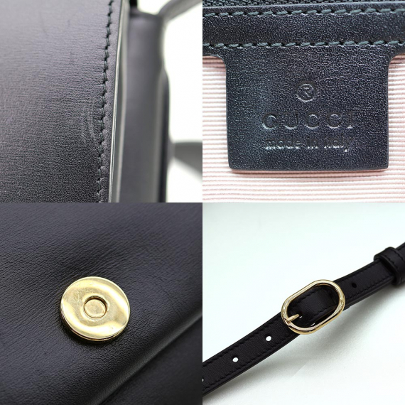 Gucci(구찌) 550129 블랙 레더 금장 더블 G 알리 스몰 숄더백