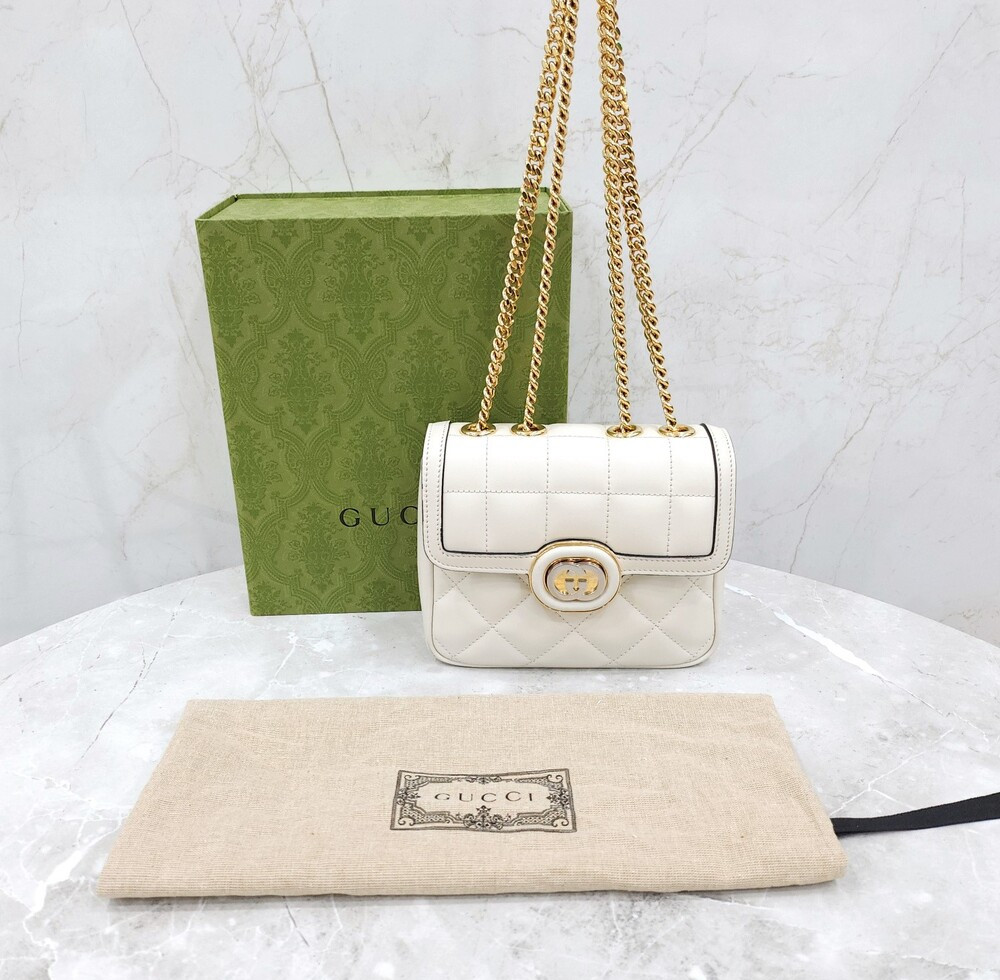 [럭스유] 구찌 화이트 인터로킹 G 체인 숄더백 740834