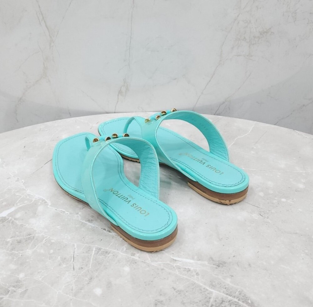 [럭스유] 38 / 루이비통 LV 로고 샌들 슬리퍼 민트