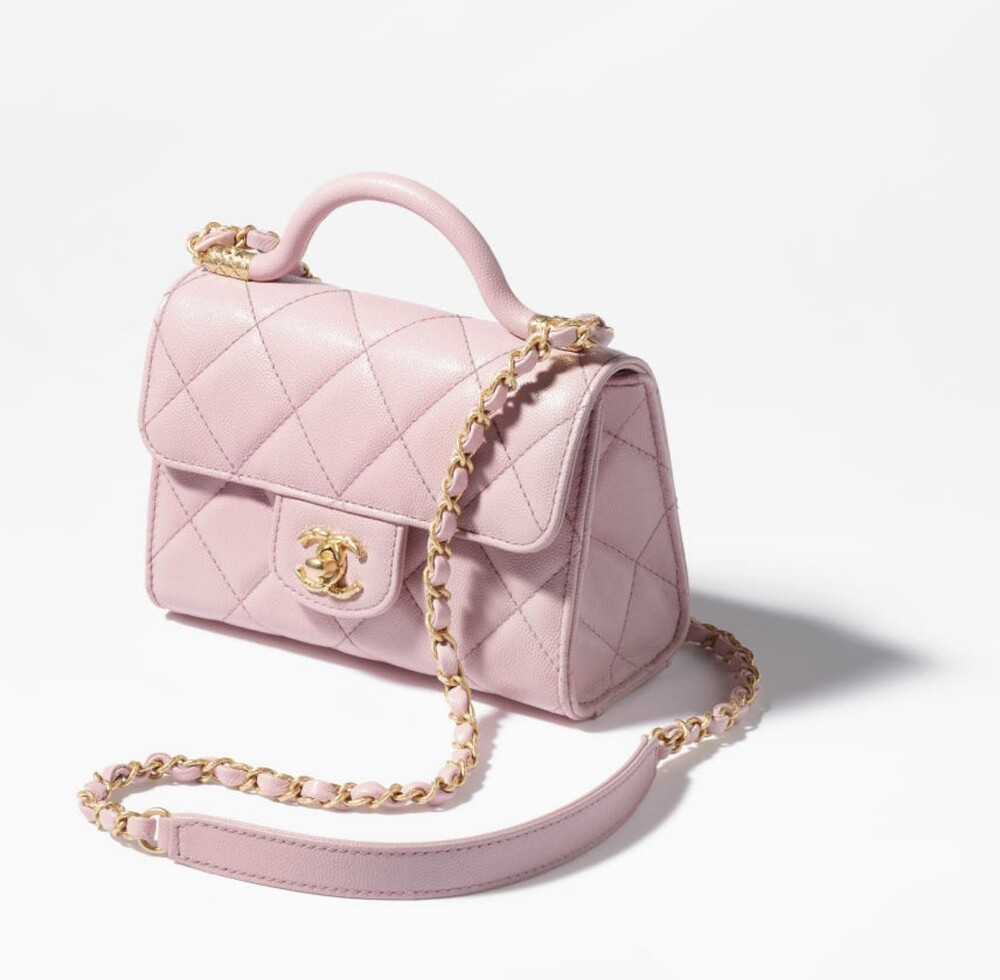[럭스유] (새상품) 샤넬 24A 공방 탑핸들 미니 플랩백 라이트핑크 신형내장칩 AS4956