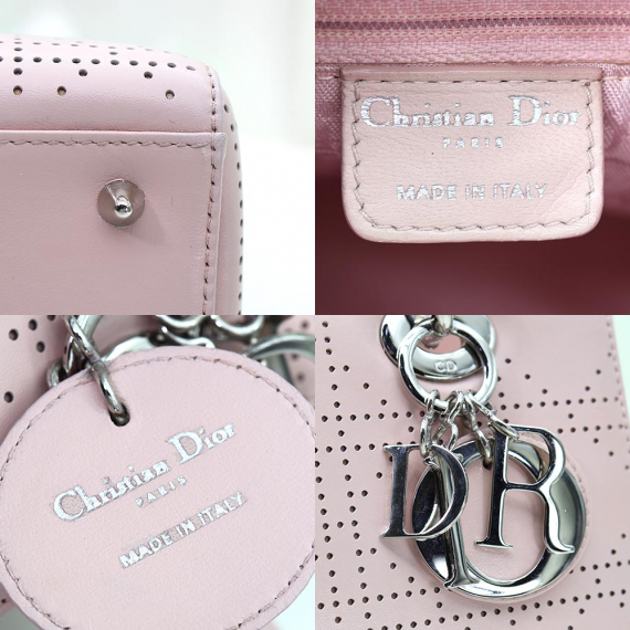Dior(크리스챤디올) 캐니지 스티칭 블러시 핑크천공 퀼팅 레이디 디올 미디움 2WAY