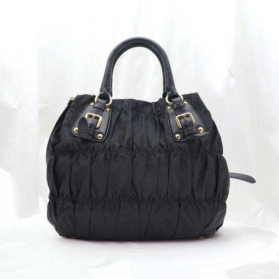 Prada(프라다) BN1792 블랙 테수토 금장 로고 고프레 2WAY