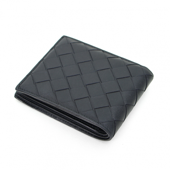 Bottega Veneta(보테가베네타) 605721 블랙 카프스킨 인트레치아토 위빙 반지갑