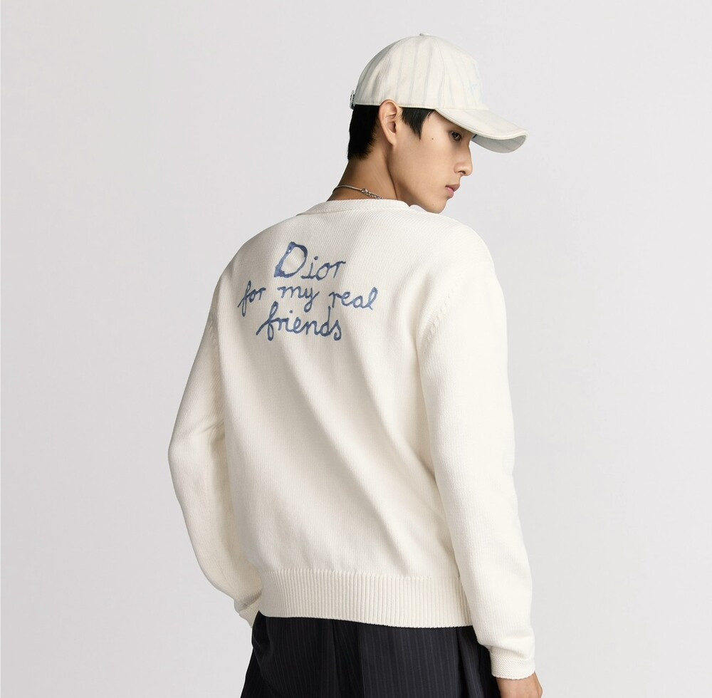 [럭스유] (새상품) 3XL / 디올 화이트 코튼 블렌드 저지 가디건 583M219A3003