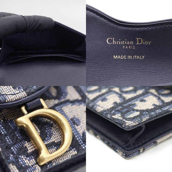 Dior(크리스챤디올) S5611CTZQ 블루 오블리크 자카드 새들 플랩 카드지갑