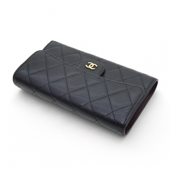 Chanel(샤넬) A31506 블랙 캐비어 금장 CC 로고 클래식 플랩 장지갑 (20번대)