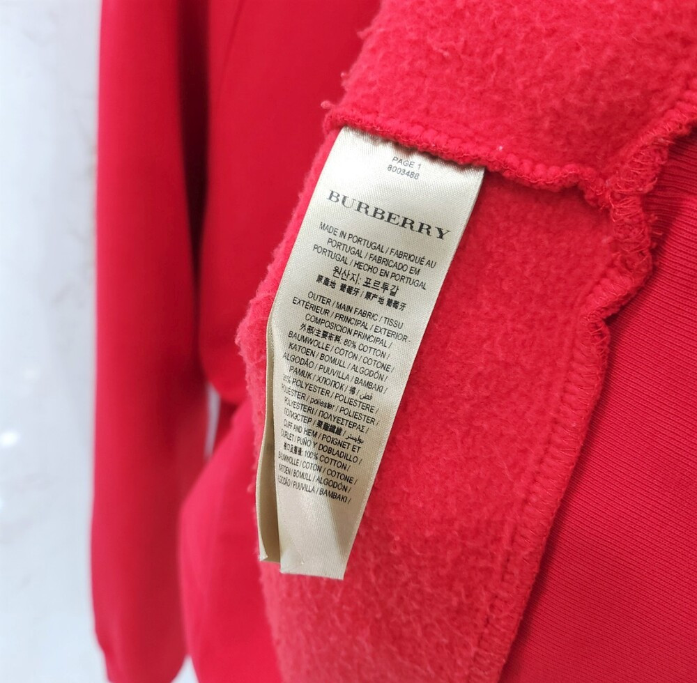 [럭스유] M / 버버리 레드 아카이브 자수 로고 후드티