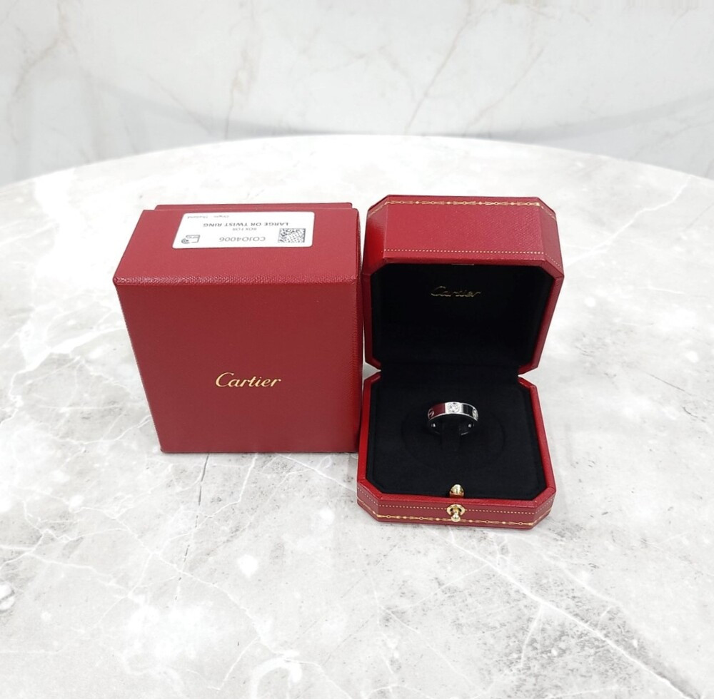 [럭스유] 까르띠에 화이트골드 다이아 3P 러브밴드 링 51호 B4032500