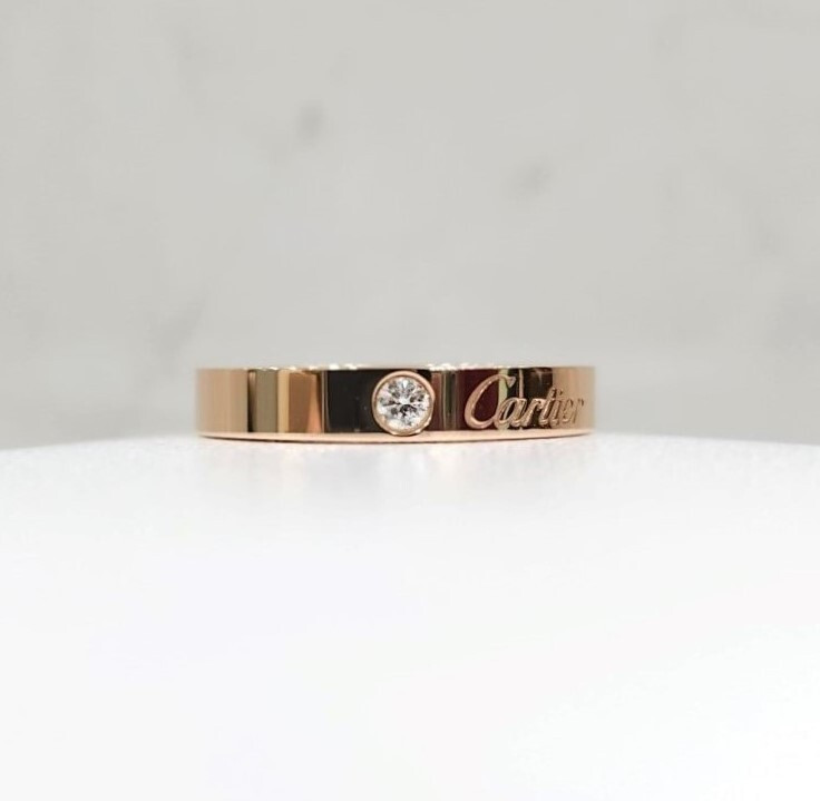 [럭스유] 까르띠에 다이아 1P C드 까르띠에 웨딩링 18K 핑크골드 48호