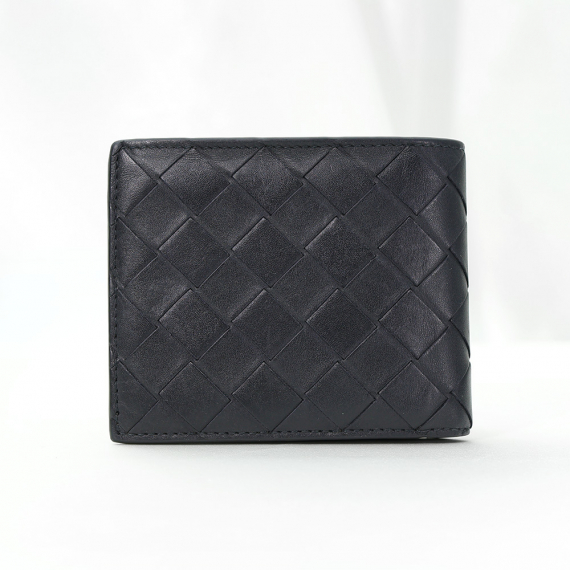 Bottega Veneta(보테가베네타) 605721 블랙 카프스킨 인트레치아토 위빙 반지갑