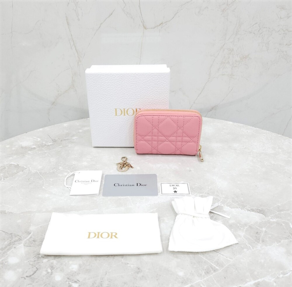[럭스유] (새상품) 디올 레이디 보야저 레더 스몰 지갑 핑크 S0985ONMJ