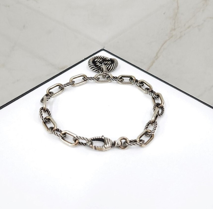 [럭스유] (새상품) 구찌 인터로킹 G 실버 쳬인 팔찌 607158