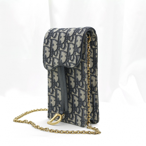 Dior(크리스챤디올) S5641CTZQ_M928 블루 오블리크 자가드 새들 버티컬 파우치 크로스백