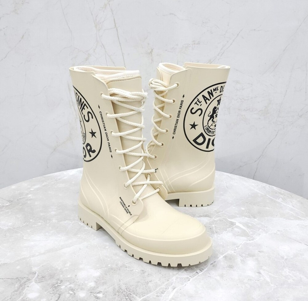 [럭스유] 38 / 디올 캠프 로고 레이스업 러버 부츠