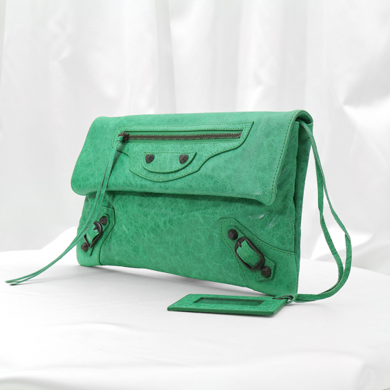 Balenciaga(발렌시아가) 224915 그린 램스킨 클래식 엔벨로프 클러치