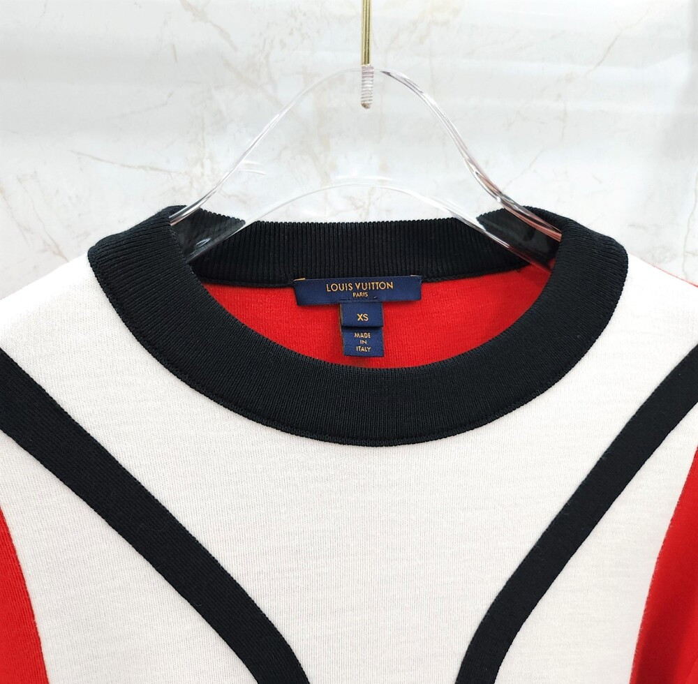 [럭스유] (새상품) XS / 루이비통 레드 올드스쿨 컬러 블룩 라운드 스웨터