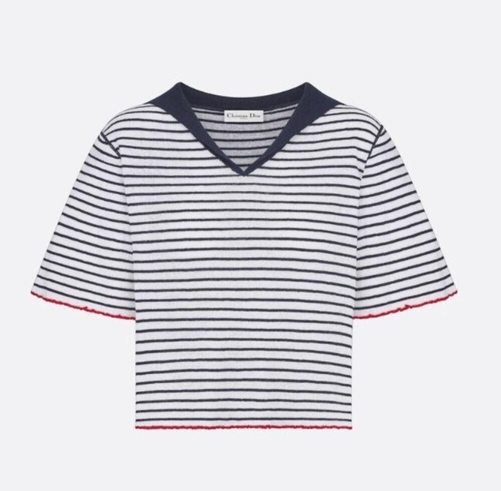 [럭스유] 40 / 디올 리비에라 마리니에르 모티프 스웨터 니트 반팔 444S67AM785