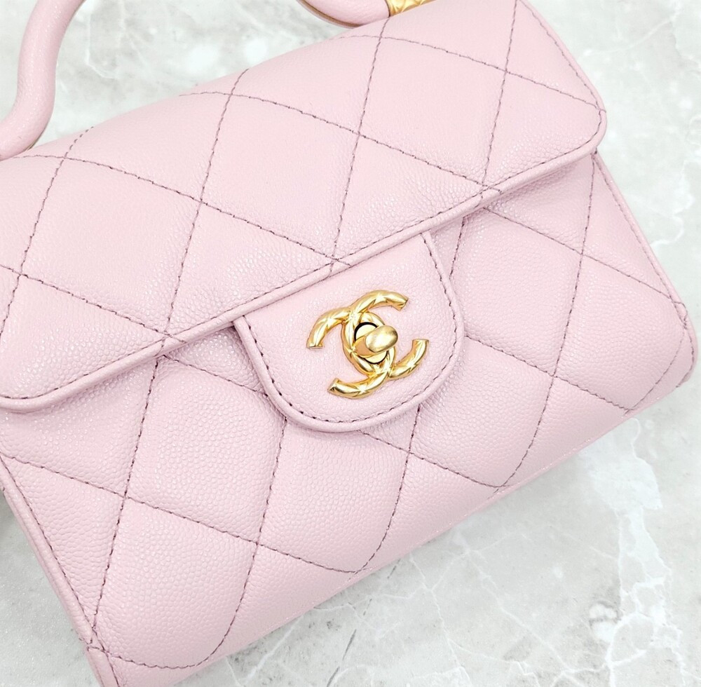 [럭스유] (새상품) 샤넬 24A 공방 탑핸들 미니 플랩백 라이트핑크 신형내장칩 AS4956