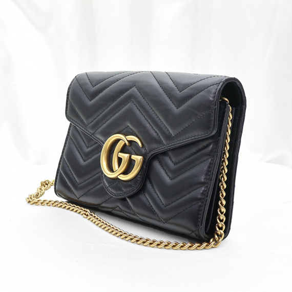 Gucci(구찌) 474575 블랙 마틀라세 GG 마몽 미니 체인 크로스백