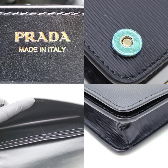 Prada(프라다) 1BP021 블랙 비텔로 무브 삼각 로고 체인 크로스백