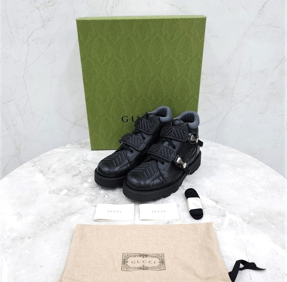 [럭스유] (새상품) 6 / 구찌 레더 앵클 부츠 718665