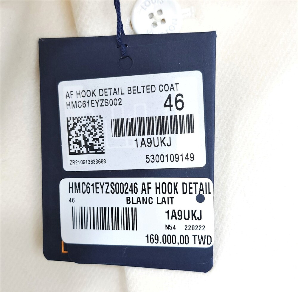 [럭스유] (새상품) 46 / 루이비통 후크 벨티드 울 롱 코트 1A9UKJ